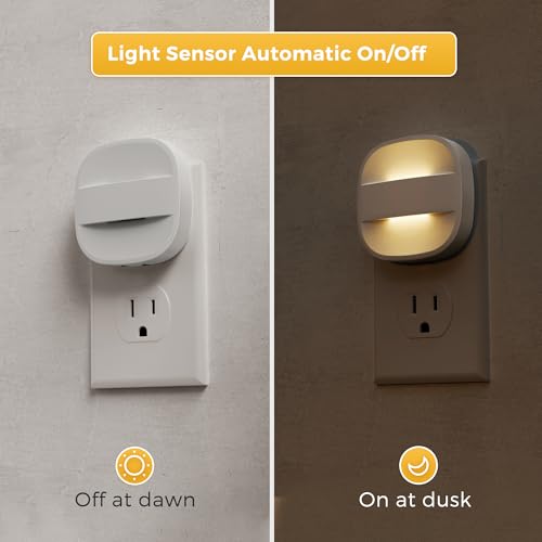 Image of L LOHAS LED Night Lights Plug into Wall,Dusk to Dawn Sensor Night Light | Dimmable Nightlight for Bathroom Night Light, Hallway, Kitchen, 3000K Soft White, 4 Pack