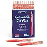 WRITECH Retractable Gel Ink Pens: 0.7mm Medium Point Red-Ink Color Pen for Journaling Smooth Writing Fine Tip Quick-dry Ink No Bleed Set 10ct