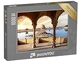 Puzzle 1000 pièces XXL « Arches de Pierre et Temples dans Le lac Gadi Sagar à Jaisalmer, Rajasthan, Inde »
