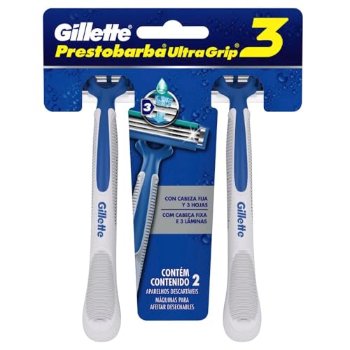 Aparelho Descartável para Barbear Gillette Prestobarba Ultragrip3 2 Unidades