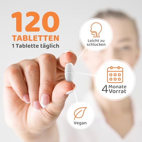 L-Tryptophan - L Tryptophan hochdosiert 1000mg je Tablette (120 vegane Tabletten) - Aminosäure aus pflanzlicher Fermentation - ohne unerwünschte Zusätze, glutenfrei und laktosefrei - vitaworld