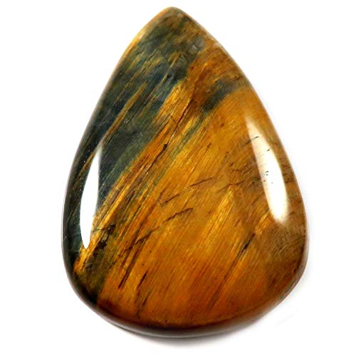 Cabochon œil de tigre bleu en forme de poire naturelle 30,2 carats pour création bijoux