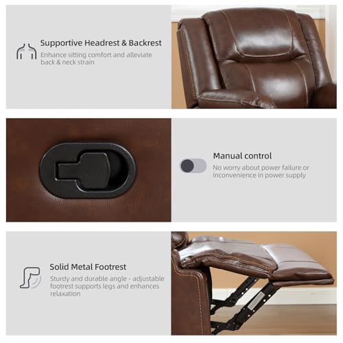EBELLO Genuine Leather Recliner 3-Seater Sofa
