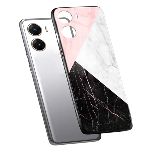 Image of COLORflow Back Cover Compatible with Vivo V29E 5G | Beautiful Marble Black White Pink | Shockproof TPU Bumper Cover with Camera Protection Back Cover