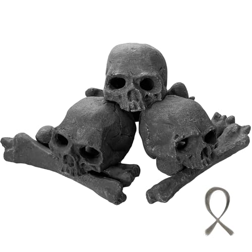 MrGas Log 9 Pcs Ceramic Skulls for Fire Pit Durable Reusable Fireproof Fire Pit Skull Log for Bonfire Campfire Fireplace Firepit Halloween Decor for Gas Propane Suitable for Winter Fireplaces