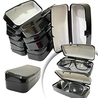 Kit com 10 Estojos Case Capa Caixa Protetora para Óculos Armação Óculos de Sol Forro Duplo Material Resistente Cor Preto JOACHIM