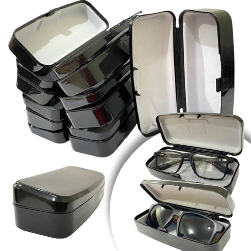 Kit com 05 Estojos Case Capa Caixa Protetora para Óculos Armação Óculos de Sol Forro Duplo Material Resistente Cor Preto JOACHIM