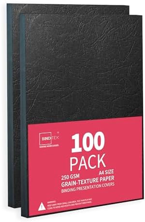 Binditek 100 Pack Grain Texture Paper Binding Presentation Covers, 230 GSM, 12 Mil, 85lb, Un-Punched, Square Corners, 8.5 X 11 Inches, Coffee Color, For Students And Coworkers