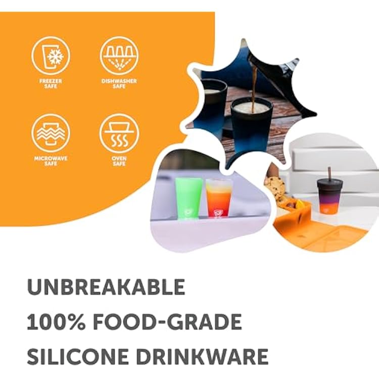 Silipint 1.5oz Silicone Shot Glasses Pack of 2 Unbreakable, BPA-Free, Non-Toxic, Dishwasher & Freezer Safe Cups Colored Shot Glasses for Cold Beverages, Cocktails, Travel, Party (Americana)