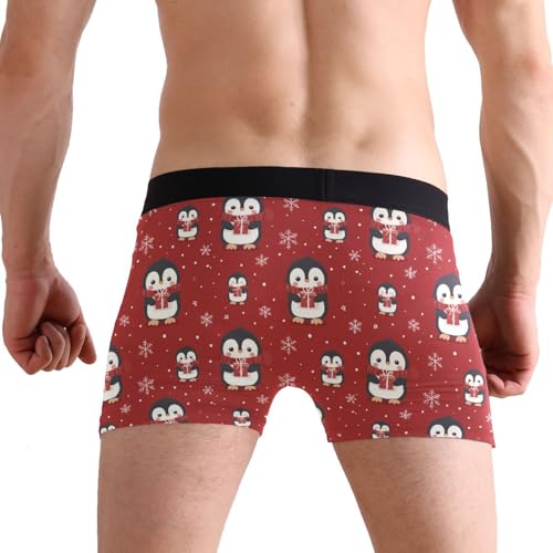 Laprad Men's Boxer Briefs Soft Breathable Underwear Stretch Boxer Shorts Christmas Penguin Boxer Shorts3