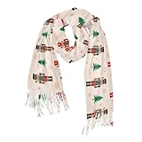 JHKKU Women's Christmas Nutcracker Scarf Pashmina Feel Shawls Wraps Fall Winter Warm Large Scarves Fashion Tassel Long Scarf
