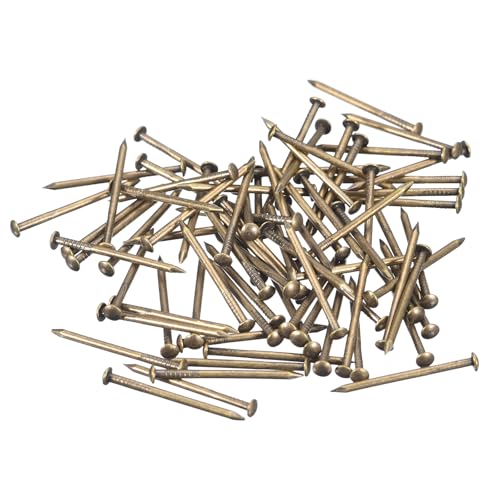 sourcing map 280Pcs Small Tiny Nails 1.2x20mm(DXL) Tiny Brass Nails Hardware Round Head Brass Nail for Wooden DIY Projects Decorative Boxes Household, Bronze Tone