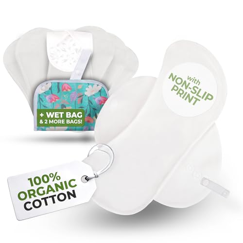 Image of Non-Slip Premium Organic Cotton Reusable Panty Liners (Small, 7 Pack)
