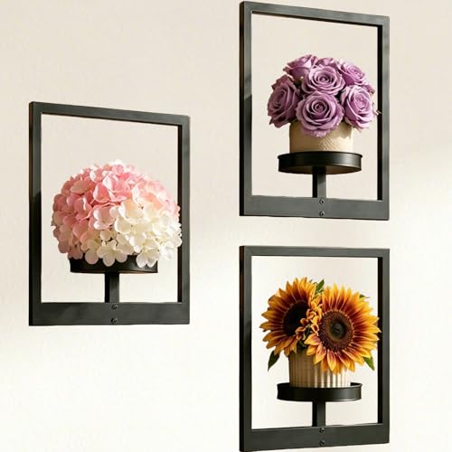 mekpiwu 3 Pack Picture Frame Wall Planters Black
