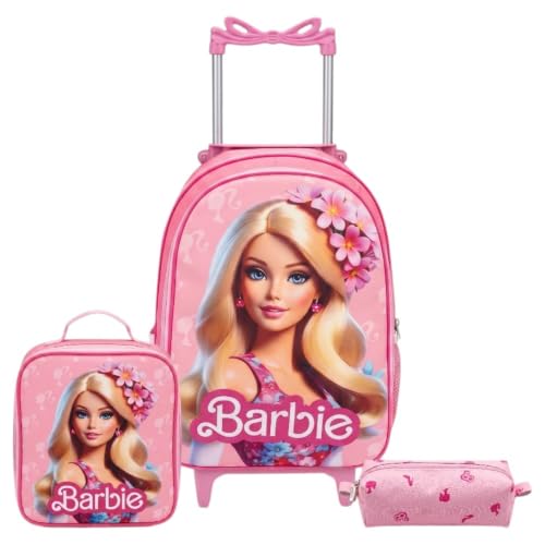 Mochila Feminina Escolar de Rodinhas Bolsa Infantil Kit Completo