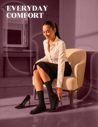 Image of Hugh Ugoli Womens Thin Soft Bamboo Dress Socks, Business, Crew, 3-6 Pairs