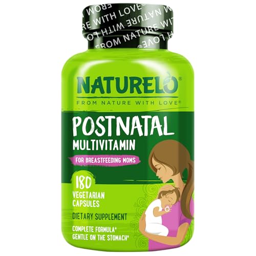 NATURELO Postnatal Multivitamin - Supplement for Breastfeeding Women - Plant-Based Vitamin D, Folate, Gentle Iron - for Nursing Mother, Baby - Post Natal Lactation Support 180 Capsules