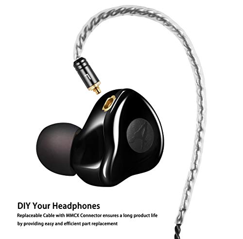 Image of DEMAKE in Ear Monitor with Detachable 3.5mm Cable, with Mic | HiFi IEM, Dual Dynamic Driver Wired Earbuds, Noise Canceling In Ear Headphones for Singers & Audiophiles (Black)