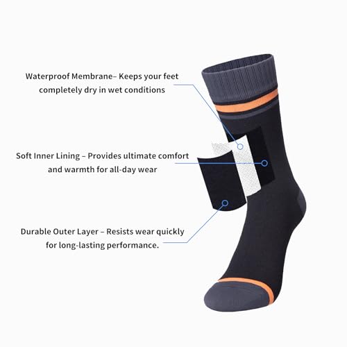 Waterproof Socks for Hiking and Skiing - Thermal Moisture Wicking Wading Socks for Men and Women4