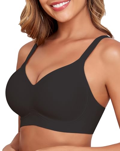 Image of Wireless Bras for Women Soft Support Seamless Bras V Neck Comfort Push Up Bralettes No Underwire Bras
