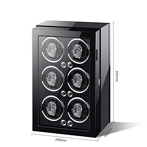 FENOKD Watch Display Box Automatic Watch Winder for 6 Watches with LED Light 4 Rotation Mode Setting Silent Motor Adjustable Watch Pillows Watch Winder Displ