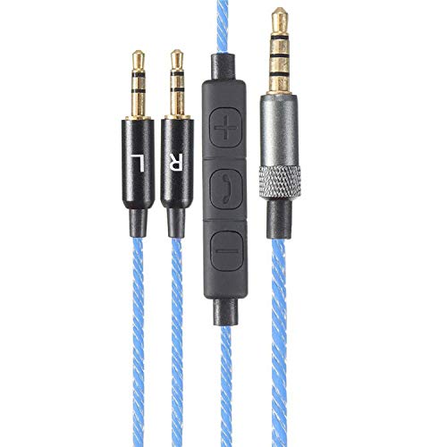 Replacement Cable Cord for Sol Republic Master Tracks HD/Tracks HD2/Sol Republic V8/Sol Republic V10/Sol Republic 12/Sol Republic X3 (Remote Volume & Microphone Cable - Blue)