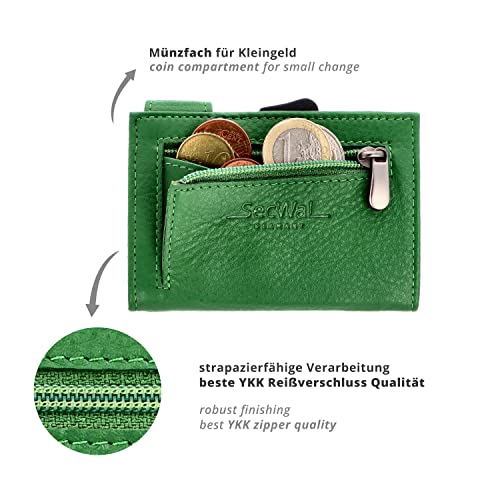 SecWal Kaartetui met muntvak ritssluiting - echt lederen mini portemonnee incl. e-book voor dames en heren - RFID-bescherming portemonnee leder - portemonnee klein - Image 5