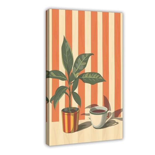 Toile rétro café rayée le cadeau déco chambre idéal