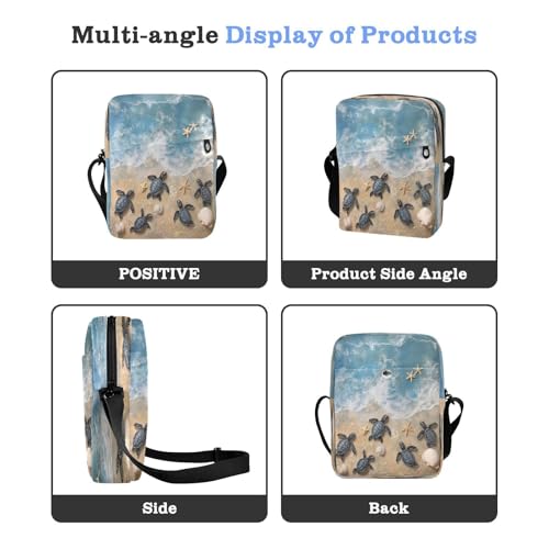 Crossbody Bag Beach Sea Turtles Starfish Shell Messenger Bag for Women Men Purse Shoulder Bag Satchel Bag with Adjustable Strap 214B89184