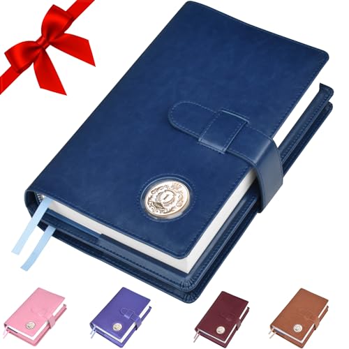 GALILEO Double AA Big Book Cover & 12 Steps & 12 Traditions | Medallion Holder | AA Gift | Alcoholics Anonymous | PU Leather | AA Book Covers for Hardcover (Plain/Coin Pocket/Navy Blue)