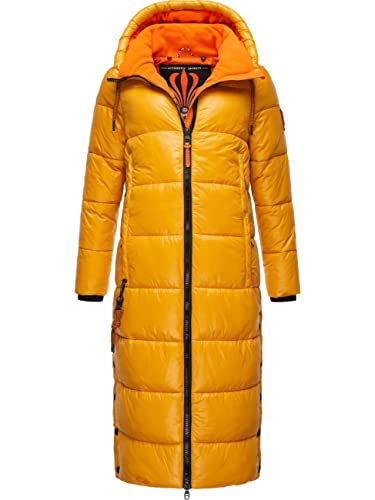 Navahoo Damen warmer Winter Steppmantel mit Kapuze Schmuseengel Yellow Gr. L