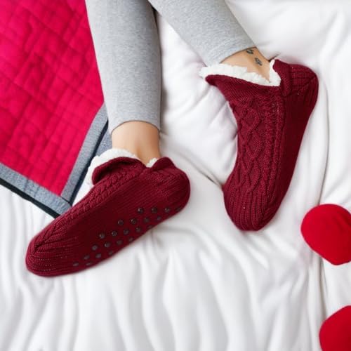 Indoor Floor Non-Slip Thermal Socks，Women Knitted Slipper Socks，Women Winter Non-Slip House Slipper Socks Thermal Socks Winter4