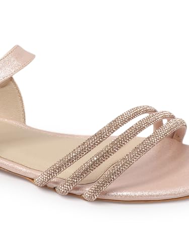 Image of ELLE Women's Comfortable Embellished Glitter Strap Ankle Sandals