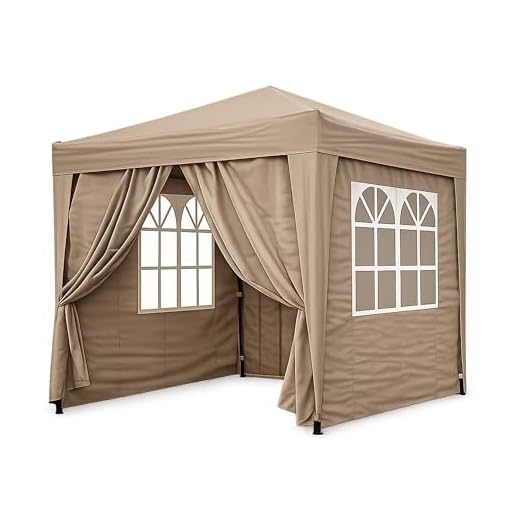 QUICK STAR Garden Pop up lusthus 2 x 2 m beige med 4 sidoväggar och bärväska