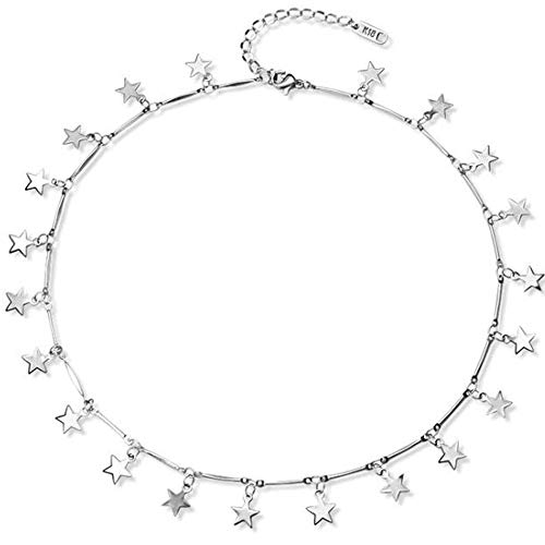 Jude Jewelers Stainless Steel Luck Stars Dainty Choker Necklace (Silver) #TOP7