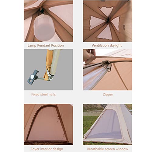 Miuxe Large Bell Tipi Tent for Family 3-4 Person Camping Tents Double Layers Lightweight Waterproof Teepee Pyramid Tent for Mountaineering Hiking - Image 5