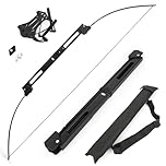 SHARROW Folding Bow Portable Archery Folding Straight Bow Aluminum Foldable Tactical Survival Bow 35lbs with Bow Bag for Outdoor Hunting Shooting (Black - Type 1, 35lbs)