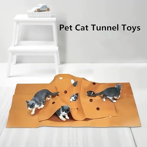 Katzenspielzeugtunnel | Teppichmöbel und zur Bereicherung der Beweglichkeit | interaktiver Tunnel für Kätzchen | idealer Spielbereich mit mehreren Ebenen für Wohnungen, Outdoor, Reisen, Jagd-2