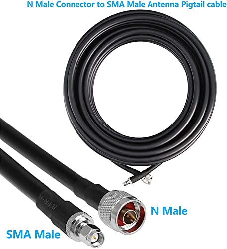 Image of Low-Loss Coaxial Extension Cable (50 Ohm) SMA Male to N Male Connector,Pure Copper Coax Cables for 3G /4G /5G /LTE /ADS-B /Ham /GPS /WiFi /RF Radio to Antenna or Surge Arrester Use (Not for TV) (1.5 ft)