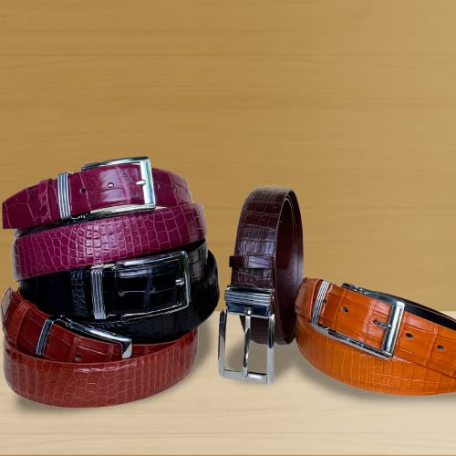 Image of vinacreations AIIigator Belt Leather Strap Belts 1.5 inch Width Adjustment Removal Buckle Jean Dress Croc Handmade