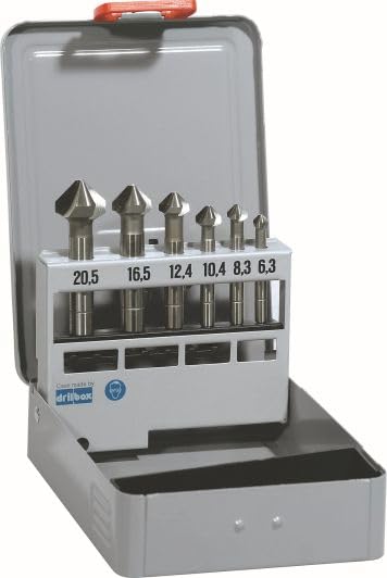 ALPEN M229000096100 - Set di 6 svasatori conici in HSS-cobalto (diametro 6,3 – 20,5 mm, utensili per sbavatura e svasatura per fori, affilabili)