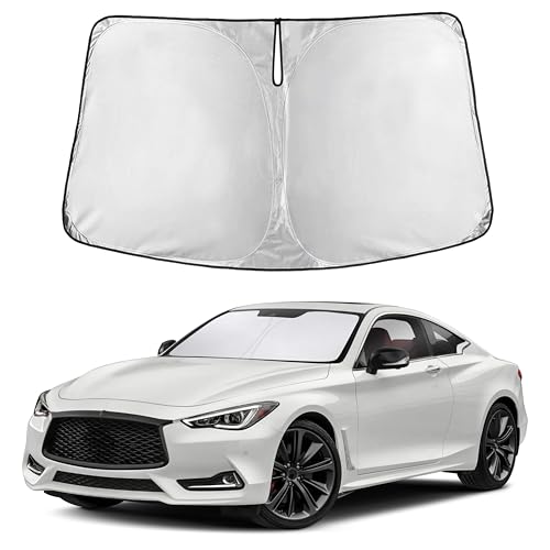 Image of EcoNour Windshield Sunshade Compatible for Infiniti Q60 Coupe 2017-2020 2021 2022, Sun Visor for Front Windshield & Window Sun Shade Cover, UV Heat Blocker & Protector, Car Accessories