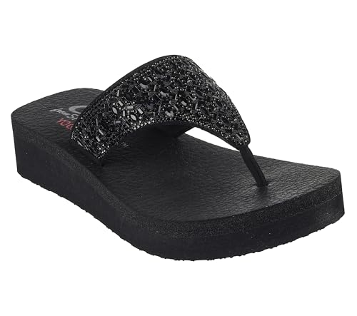 Skechers Womens VINYASA - NEW GLAMOUR Black Casual Slippers, Black, 4 UK (7 US)