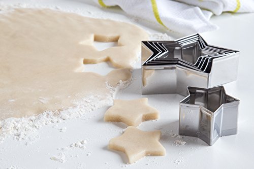 Fox Run Star Shaped Cookie Cutter Set, 6-Piece Plus Storage Tin, Stainless Steel #TOP6