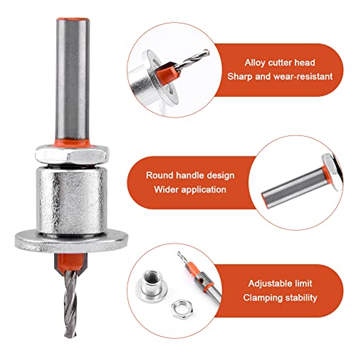 Tongdejing Hole Punch, 8mm Screw Cover Hole Punch Set With Countersink Drill & Wrench, Heavy Duty Hand-Held Hole Punch for Photo Paper PVC Cards Edgebanding, red