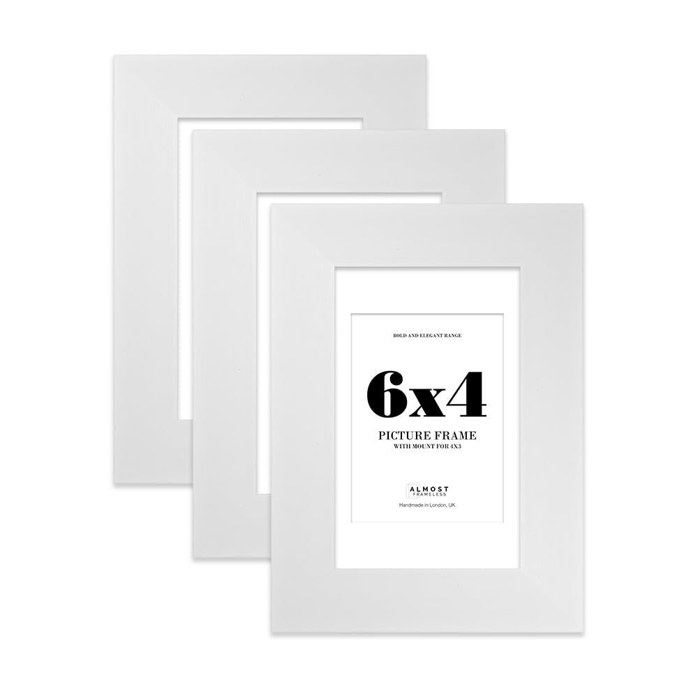 6x4" White Frame With Mount for 4x3" Pictures 28mm Edge Portrait and Landscape Display with Wall Hooks and Kickstand, 3 Pack — image 1