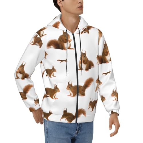 Sweat à capuche décontracté pour homme imprimé écureuil pour automne hiver