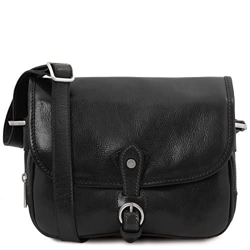 Sac bandoulière en cuir noir Alessia : l'excellence de la maroquinerie italienne