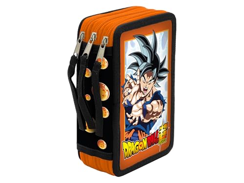 CYPBRANDS Dragon Ball, Estuche, Plumier de 3 Pisos, Material Escolar, Multicolor, Producto Oficial
