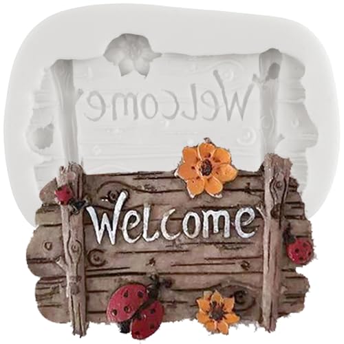 CANYANGMOLD Garden Wood Sign Silicone Molds Welcome Letter Sign Candy Mold for Cake Decoration...